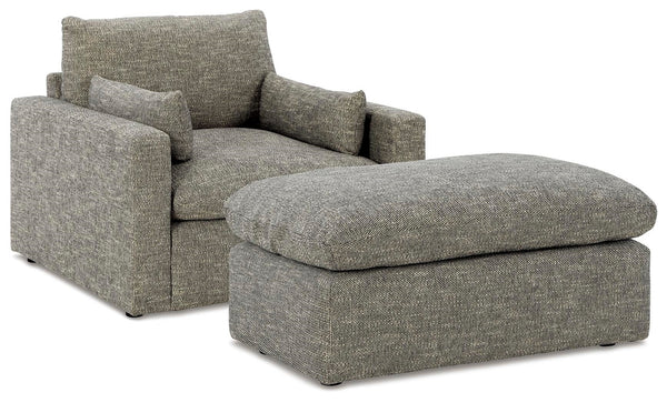 Dramatic Oversized Chair & Ottoman Granite