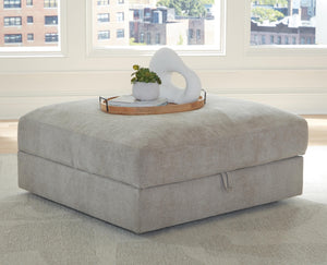 Aslan Court Fabric Ottoman With Storage Flax