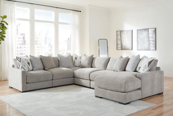 Aslan Court 6-Piece Fabric Stationary Sectional with Chaise Flax