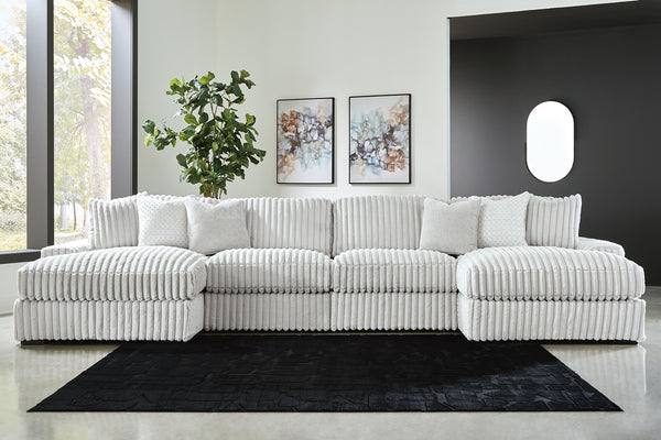 Stupendous 4-Piece Sectional with Double Chaise Alloy