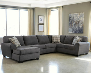 Ambee 3-Piece Fabric Stationary Sectional with Chaise Slate