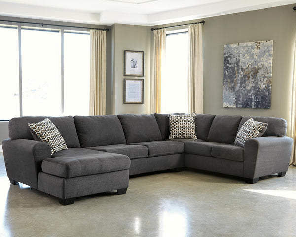 Ambee 3-Piece Fabric Stationary Sectional with Chaise Slate