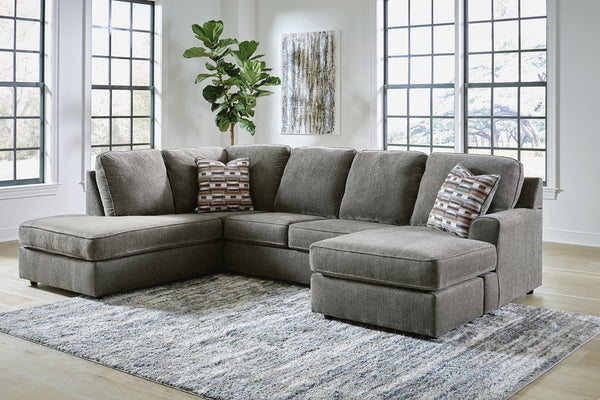 OPhannon 2-Piece Fabric Stationary Sectional with Chaise Putty