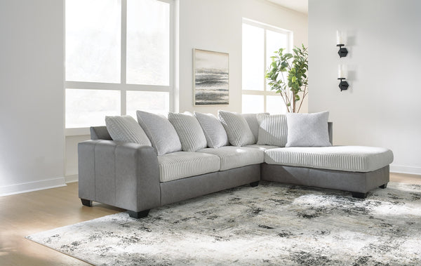 Clairette Court 2-Piece Fabric Sectional with Chaise Alloy