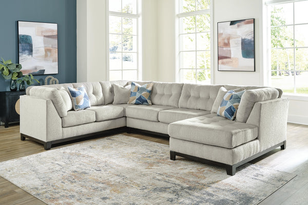 Maxon Place 3-Piece Fabric Stationary Sectional with Chaise Stone
