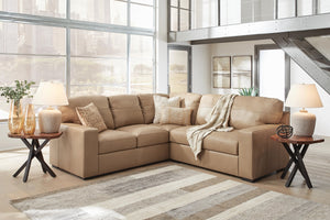 Bandon 2-Piece Leather Stationary Sectional Toffee