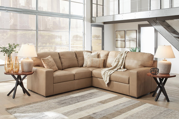 Bandon 2-Piece Leather Stationary Sectional Toffee