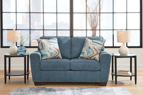 Cashton Fabric Stationary Loveseat Blue