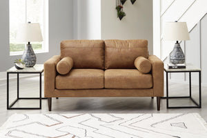 Telora Stationary Loveseat Caramel