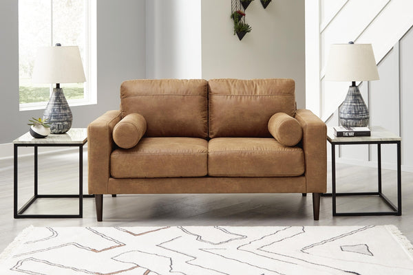 Telora Stationary Loveseat Caramel