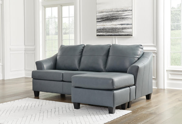 Genoa Leather Stationary Sofa Chaise Steel