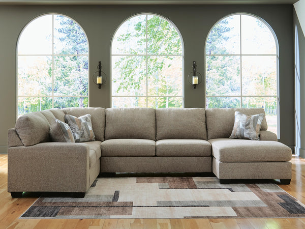 Newellen 3-Piece Fabric Sectional with Chaise Hemp