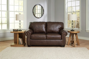 Colleton Leather Stationary Loveseat Dark Brown