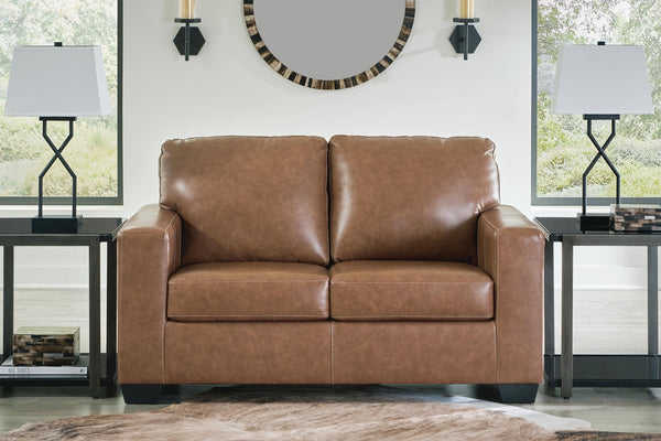 Bolsena Leather Stationary Loveseat Caramel