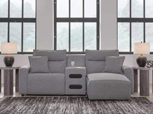 Modmax II P2 3-Piece Power Reclining Sectional with Chaise & Audio Console Salt & Pepper