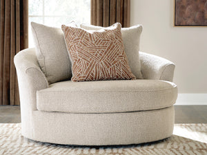 Steelwater Retreat Oversized Fabric Swivel Accent Chair Latte