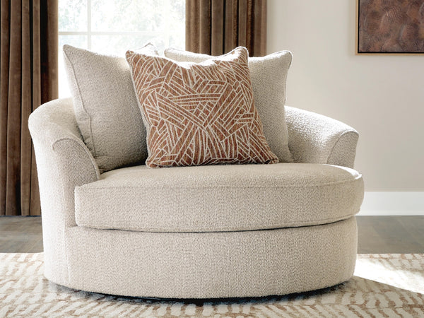 Steelwater Retreat Oversized Fabric Swivel Accent Chair Latte