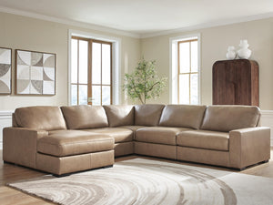 Veronella 5-Piece Leather Sectional with Chaise Sahara