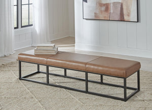 Joston All Leather Rectangle Accent Bench Caramel