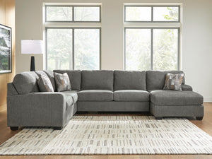 Clarington 3-Piece Sleeper Fabric Sectional with Chaise Greystone