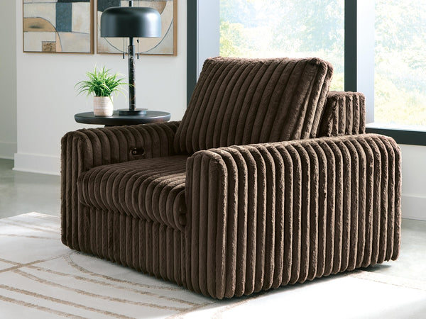 HamlinBay Fabric Power Gliding Chaise Chocolate