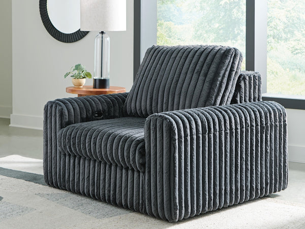 HamlinBay Fabric Power Gliding Chaise Gunmetal