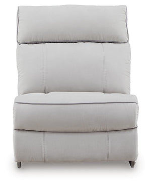 Social Pointe P2 5-Piece Power Reclining Fabric Zero Gravity Sectional Pearl/Ash
