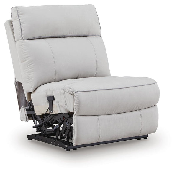Social Pointe P2 7-Piece Reclining Fabric Zero Gravity Sectional with Storage Consoles Pearl/Ash