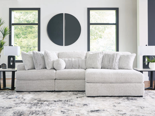 Cuddle Plush Stationary 3-Piece Sectional with Chaise Arctic