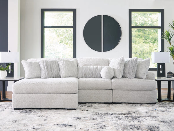 Cuddle Plush Stationary 3-Piece Sectional with Chaise Arctic