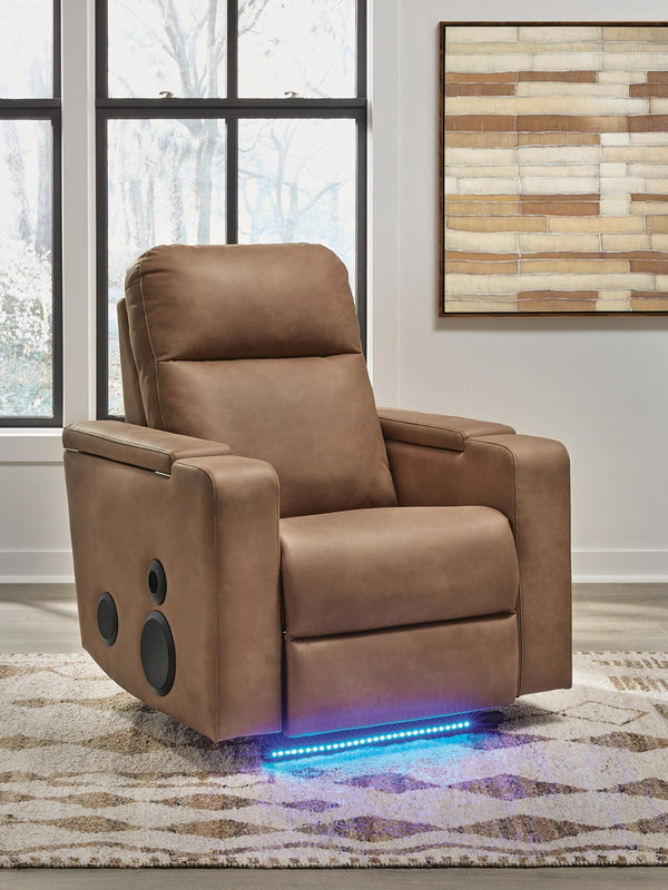 Lorrenton P3 Power Glider Recliner with Audio System & LED Caramel