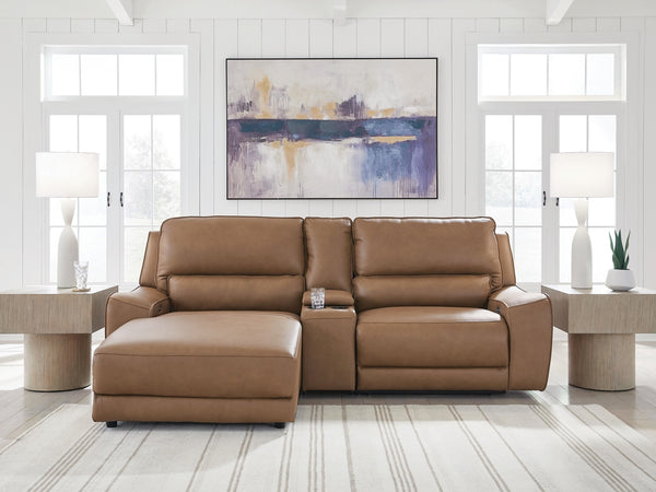 DeepWakes P2 3-Piece Power Reclining Leather Zero Gravity Sectional with Chaise Caramel