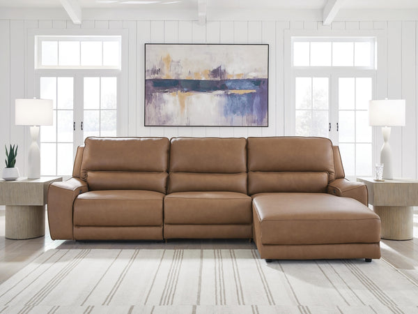 DeepWakes P2 3-Piece Reclining Leather Zero Gravity Sofa Chaise Caramel