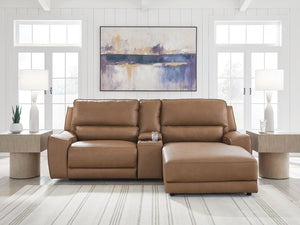 DeepWakes P2 3-Piece Power Reclining Leather Zero Gravity Sectional with Chaise Caramel