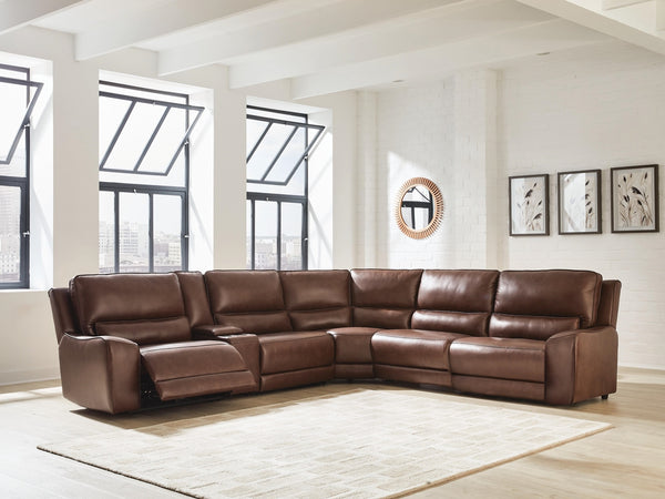 DeepWakes P2 6-Piece Reclining Leather Zero Gravity Sectional with Storage Console Canyon