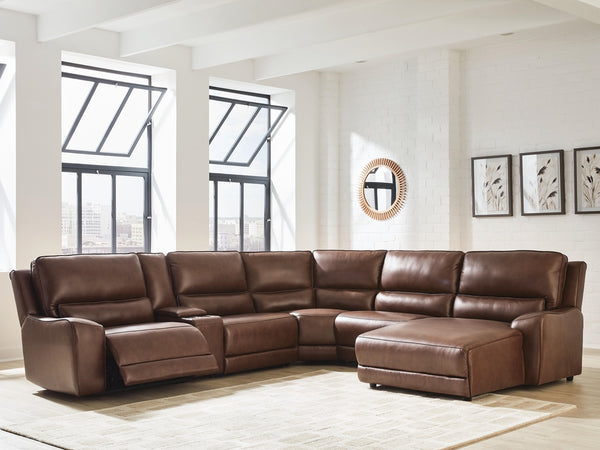 DeepWakes P2 6-Piece Power Reclining Leather Zero Gravity Sectional with Chaise Canyon