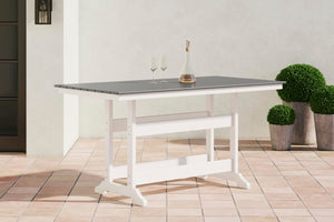 Transville Outdoor Counter-Height Dining Table with Umbrella Option Gray/White