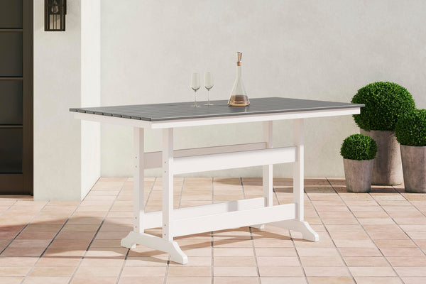 Transville Outdoor Counter-Height Dining Table with Umbrella Option Gray/White