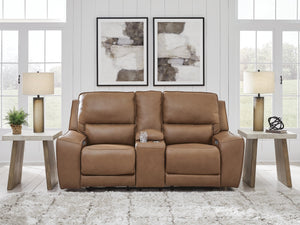 DeepWakes P2 Zero Gravity Power Leather Reclining Adjustable Headrest Console Loveseat Caramel