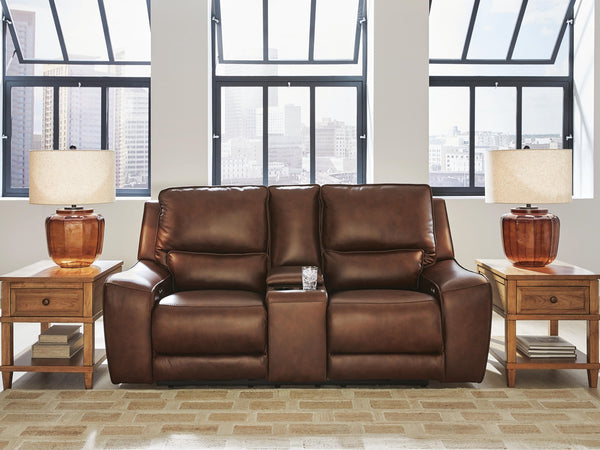 DeepWakes Zero Gravity P2 Power Leather Reclining Adjustable Headrest Console Loveseat Canyon