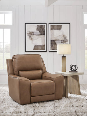 DeepWakes Zero Gravity P2 Dual-Power Adjustable Headrest Leather Recliner Caramel