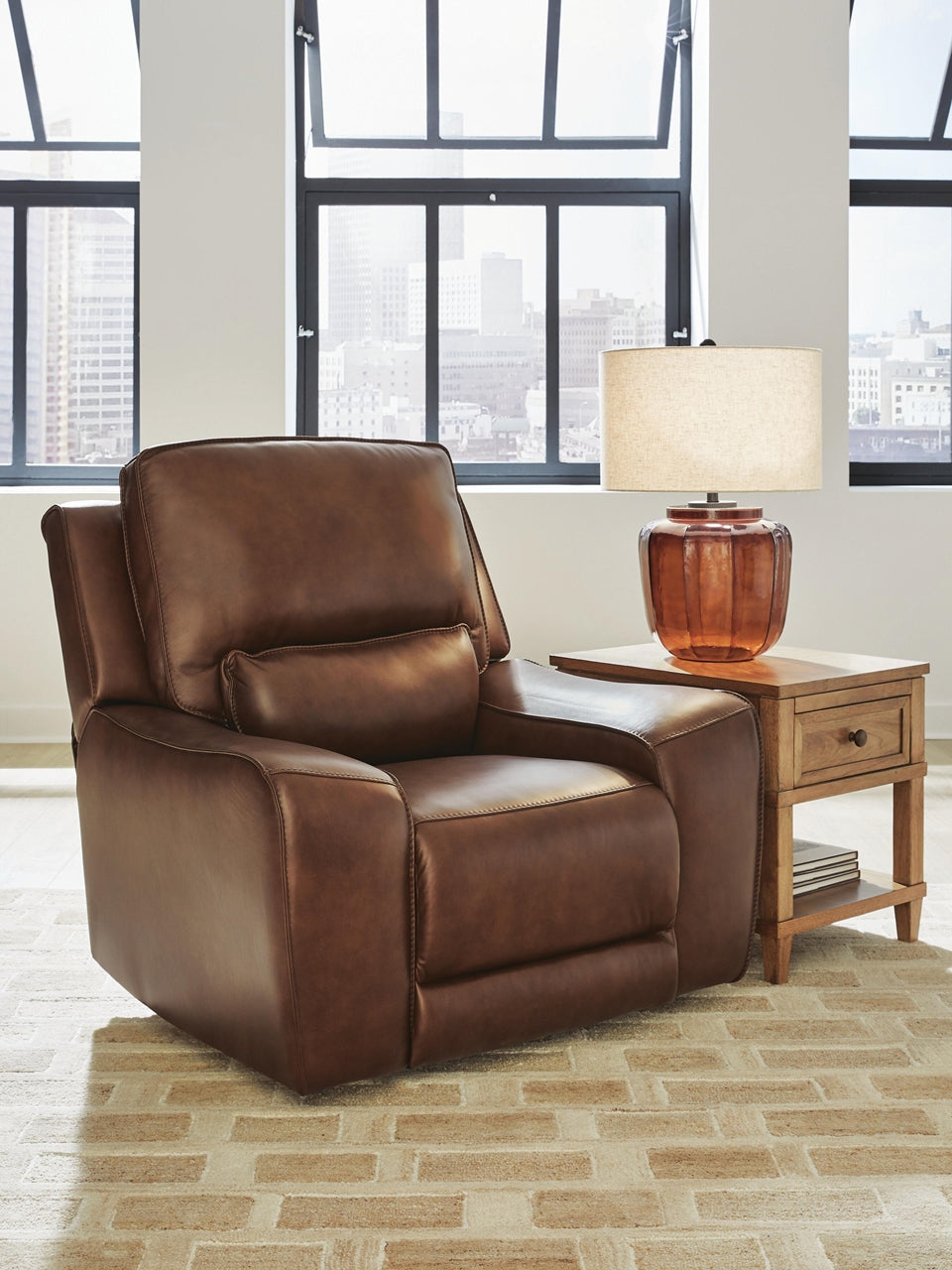 DeepWakes Zero Gravity P2 Dual-Power Adjustable Headrest Leather Recliner Canyon
