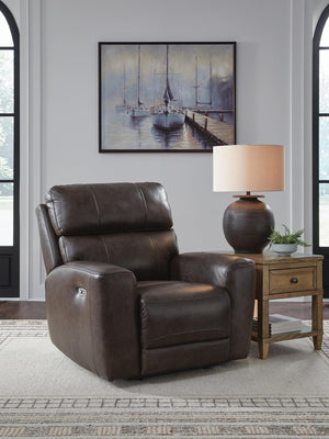 Crossplex Zero Gravity P2 Dual-Power Adjustable Headrest Leather Recliner with Bluetooth Audio System Smoke