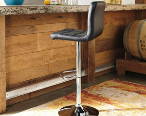 Bellatier Modern Quarters Adjustable Height Upholstered Bar Swivel Stool Black/Chrome Finish