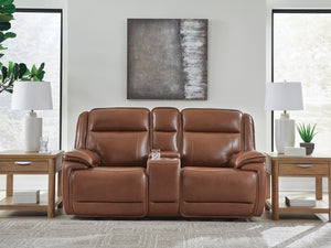 Healy Pier Zero Gravity P2 Power Leather Reclining Adjustable Headrest Console Loveseat Chocolate