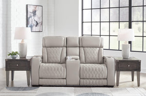 Boyington Zero Gravity P2 Power Leather Reclining Adjustable Headrest Console Loveseat Gray