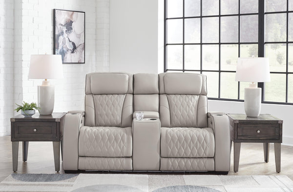 Boyington Zero Gravity P2 Power Leather Reclining Adjustable Headrest Console Loveseat Gray