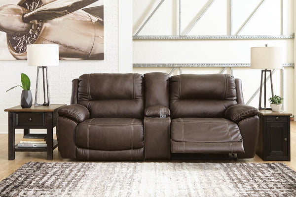 Dunleith P2 Zero Gravity 3-Piece Power Reclining Leather Console Loveseat With Adjustable Head & Foot & USB Chocolate