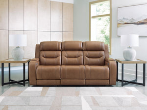 Knightington P3 Power Leather Reclining Zero Gravity Sofa with Audio Seating Caramel