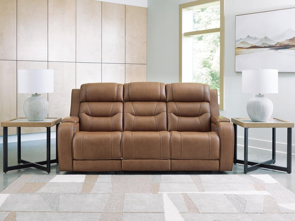 Knightington P3 Power Leather Reclining Zero Gravity Sofa with Audio Seating Caramel